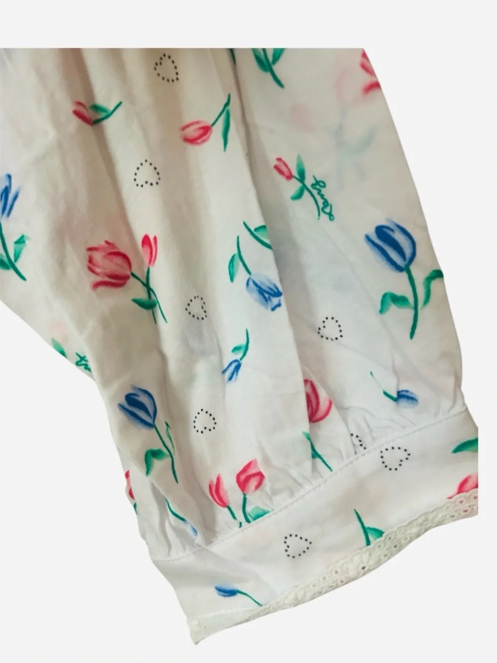 NEW Lanz of Salzburg White Floral Classic Cozy Cotton Nightgown NWOT